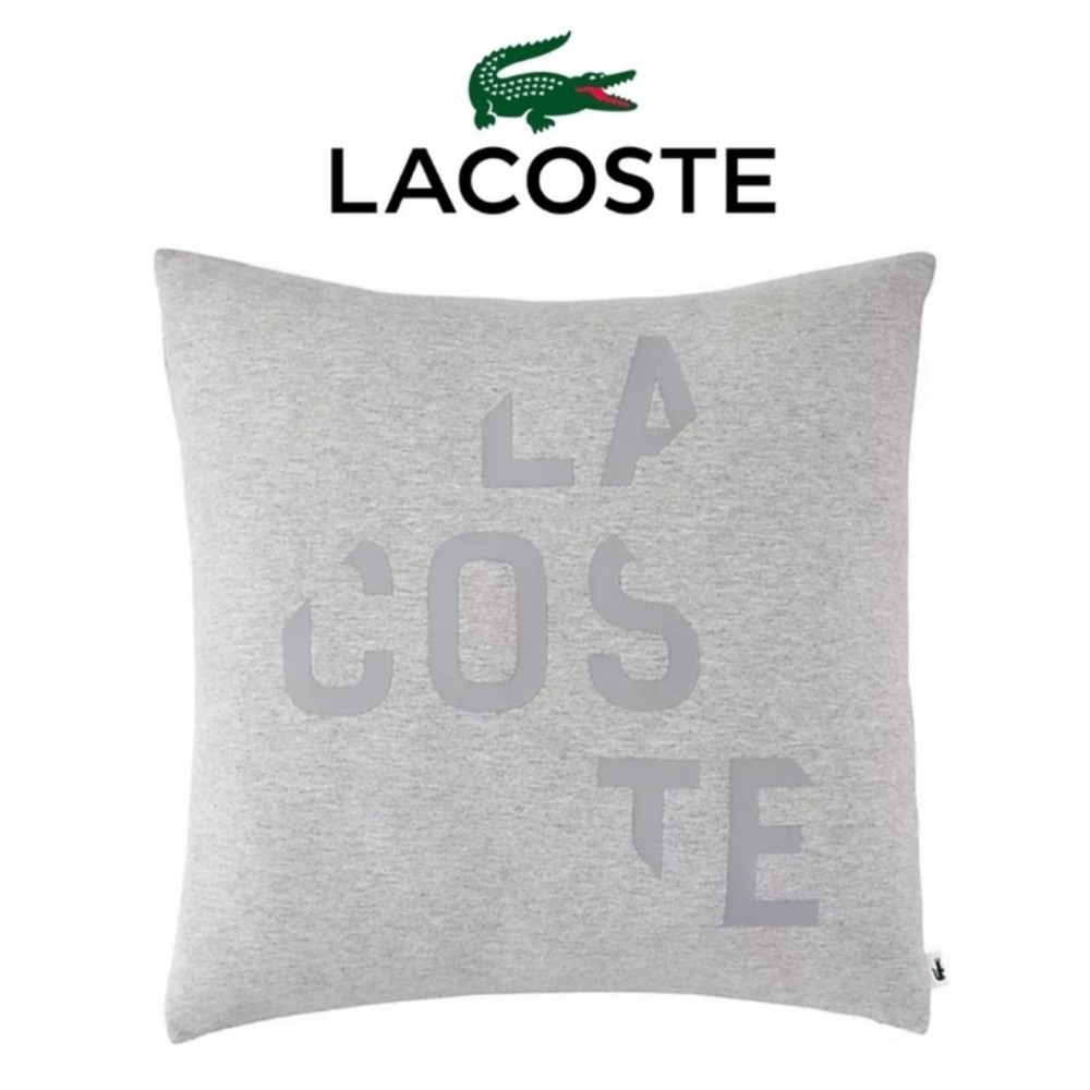 Lacoste Broken Logo Square Grey Accent Throw Pillow